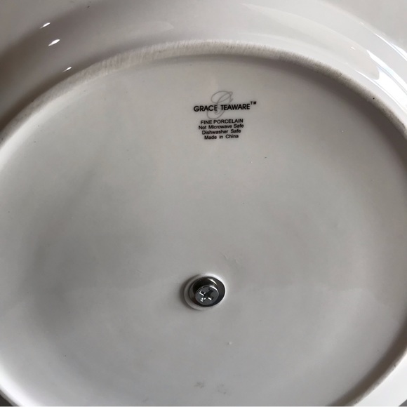 Grace Teaware Double Tiered Porcelain Serving Plate Floral Bird - Picture 11 of 11